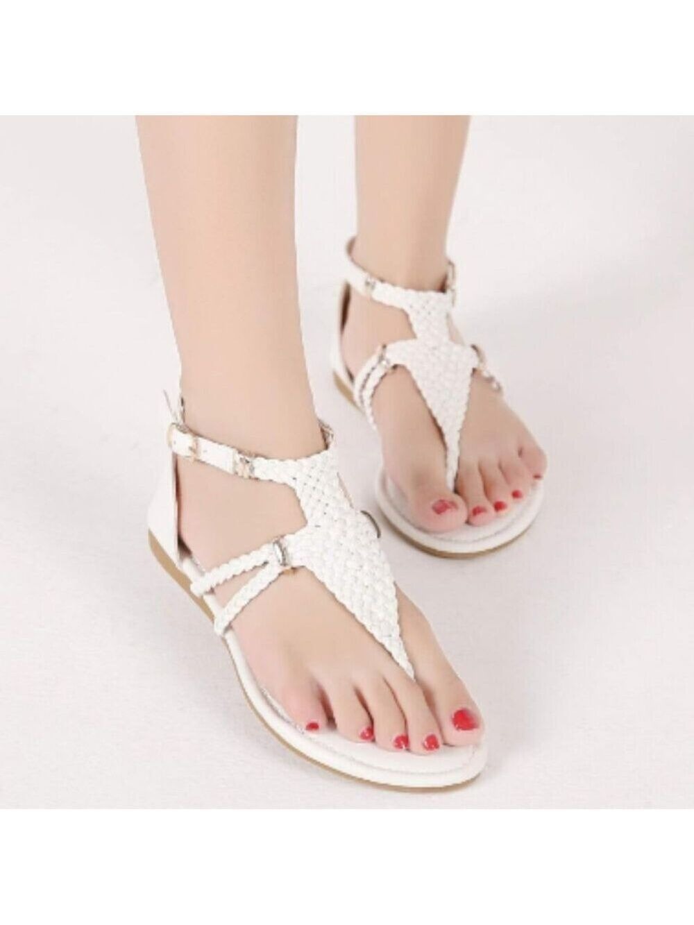 **MACKIN J** 391-1 Gladiator Thong Braided Ankle Strap Flat Sandals 11 NWT